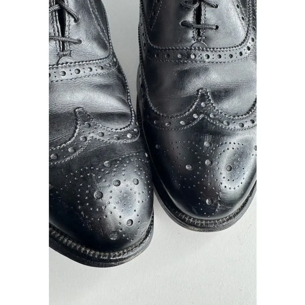 Alden England Black Leather Wingtip Brogue Shoes 12D Vintage